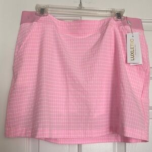 Lilly Pulitzer Luxletic Conch Shell Pink Performance Gingham Skort Sz 14 NWTS